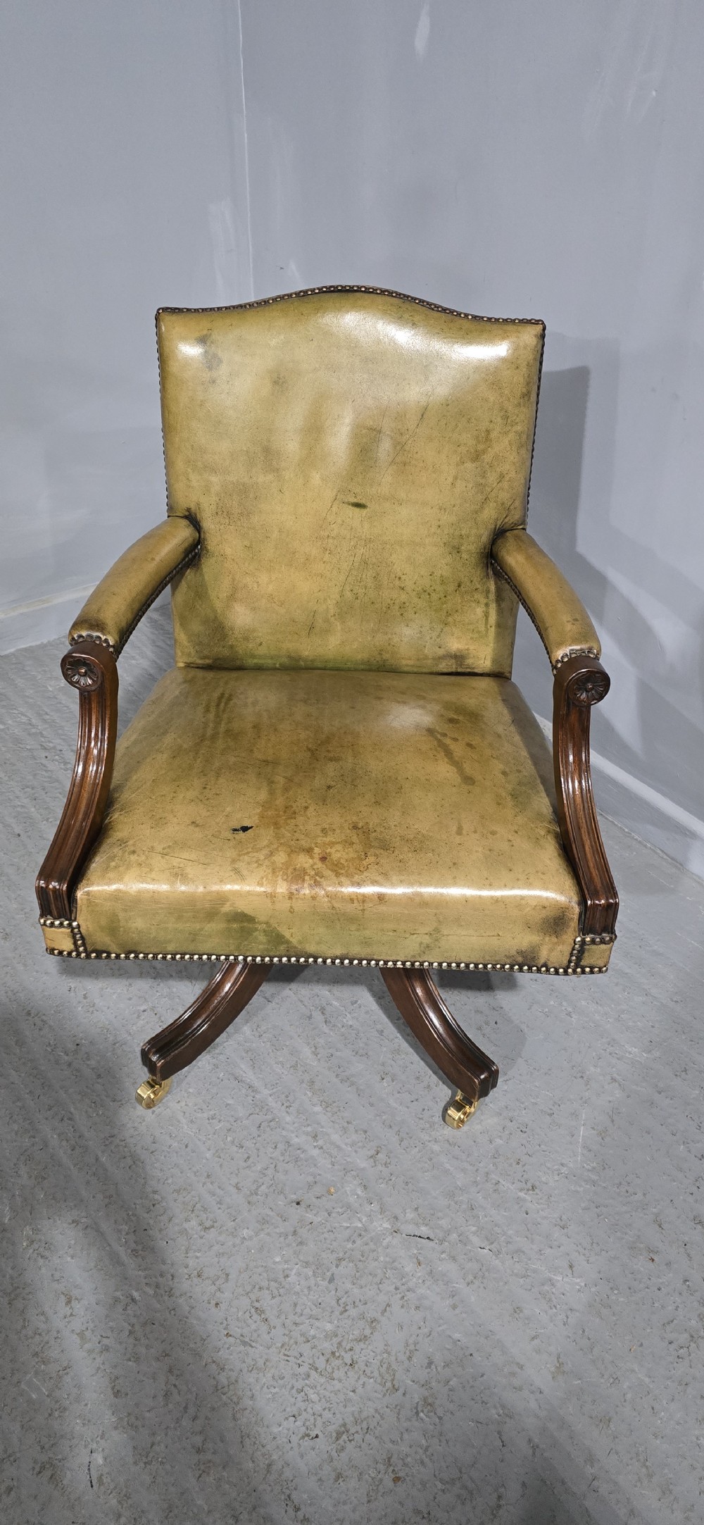 Fine Leather and Mahogany Office Desk Chair View VI