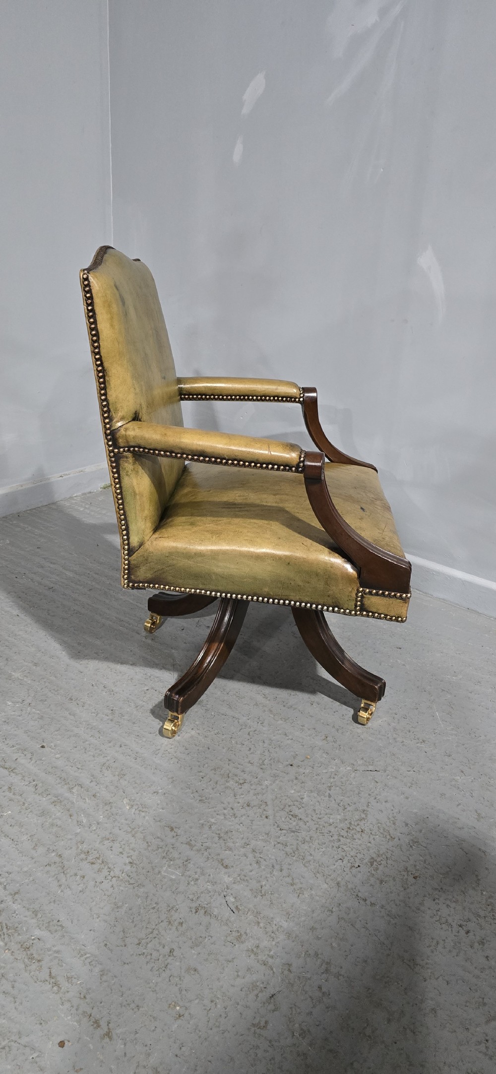 Fine Leather and Mahogany Office Desk Chair View VII