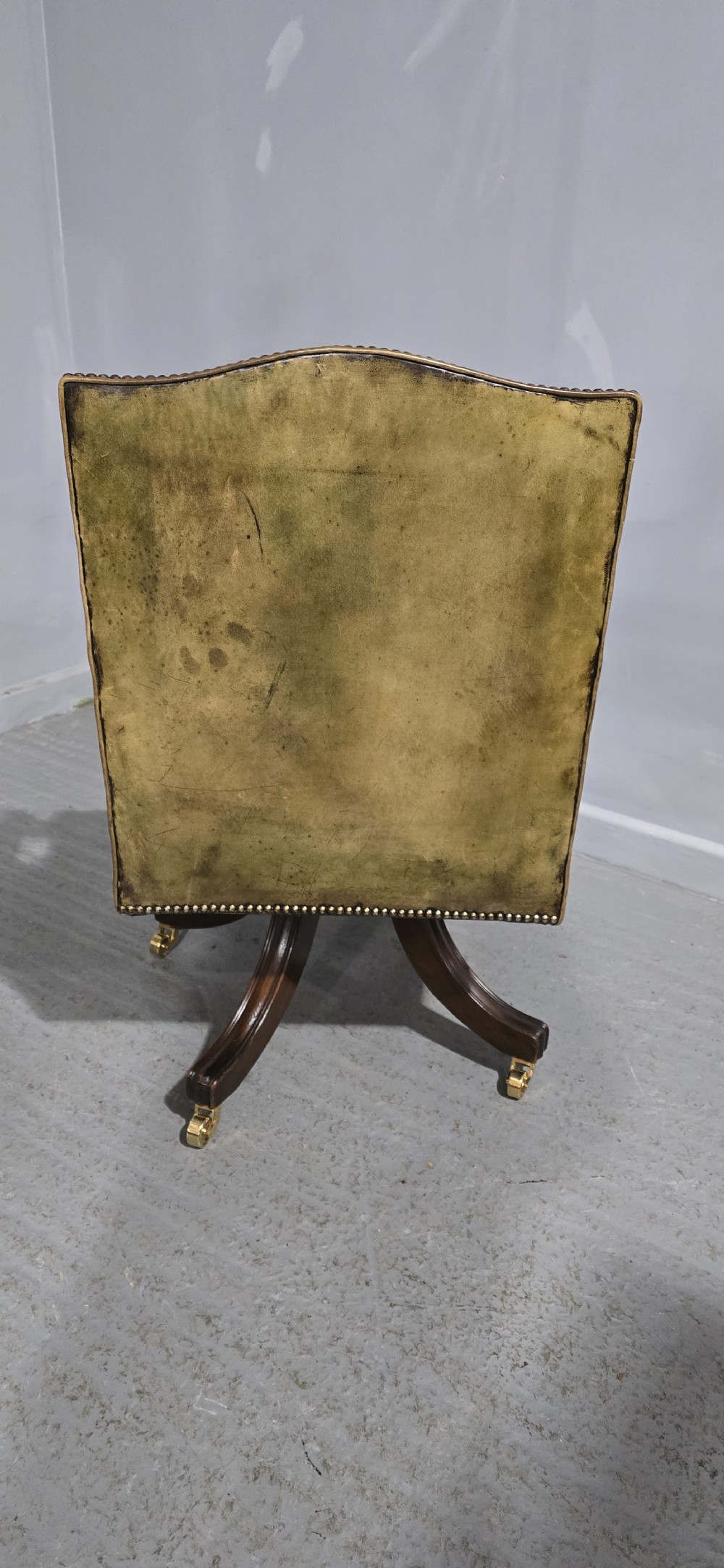 Fine Leather and Mahogany Office Desk Chair View IX