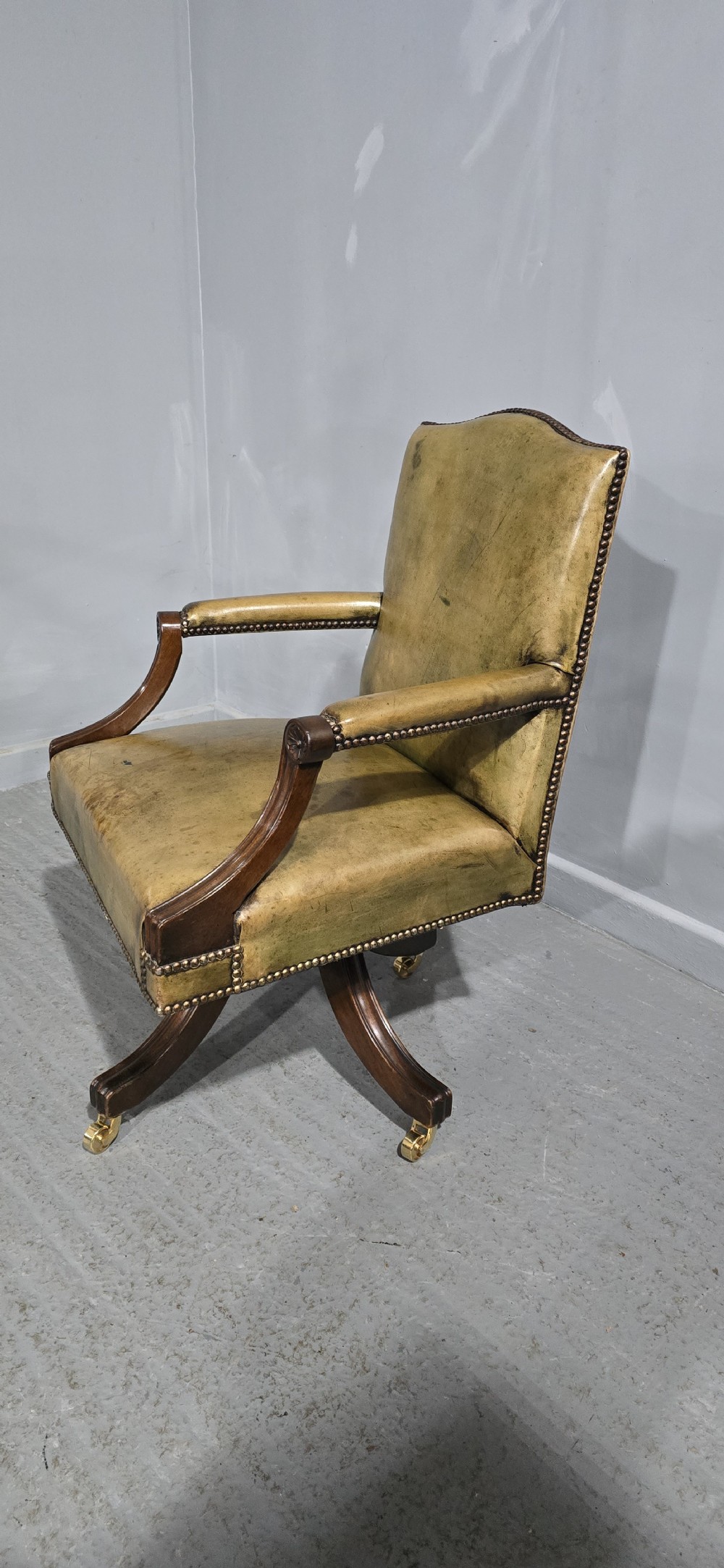 Fine Leather and Mahogany Office Desk Chair View X