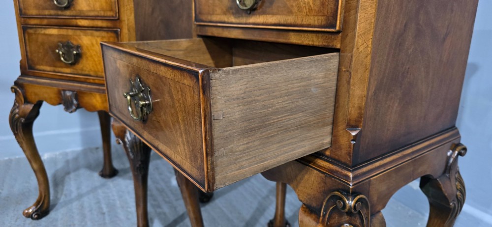 Top Quality Queen Anne Walnut Bedside Chest of Drawers View IV
