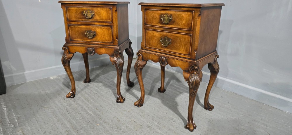 Top Quality Queen Anne Walnut Bedside Chest of Drawers View VIII