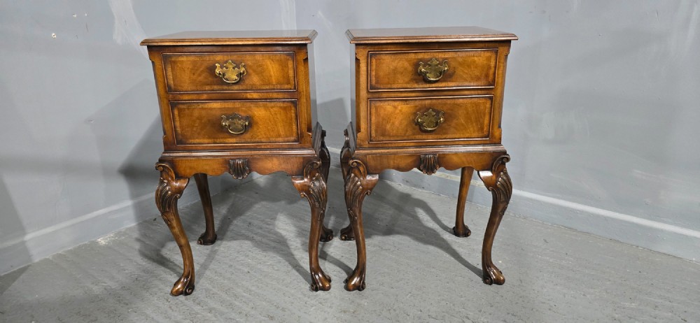 Top Quality Queen Anne Walnut Bedside Chest of Drawers View X