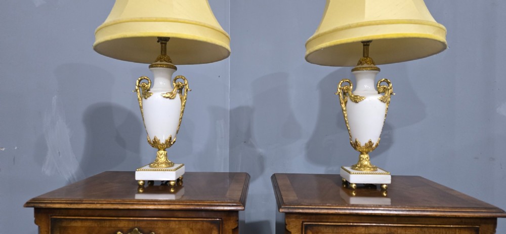 Pair French Marble Table Lamps View II