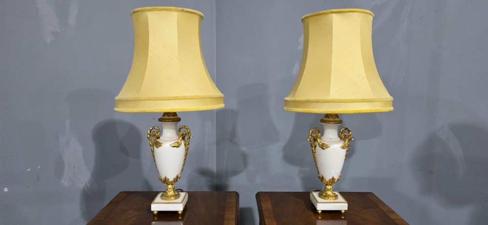 Pair French Marble Table Lamps View III