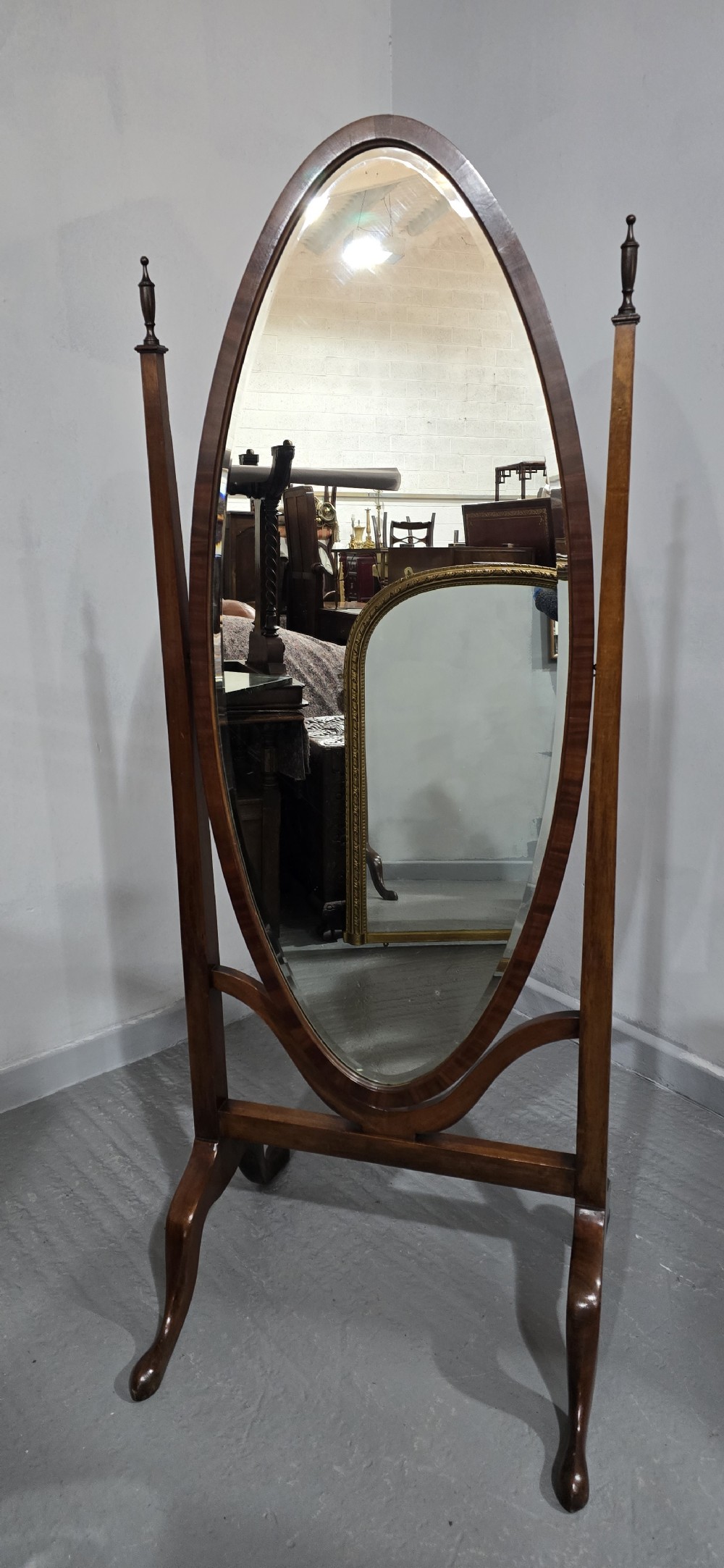 Fine Mahogany Oval Cheval Mirror View IV