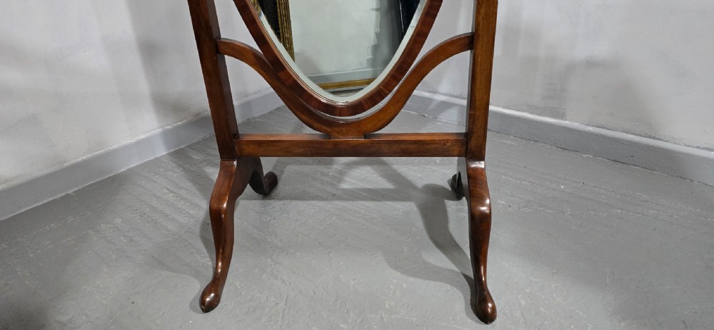 Fine Mahogany Oval Cheval Mirror View V