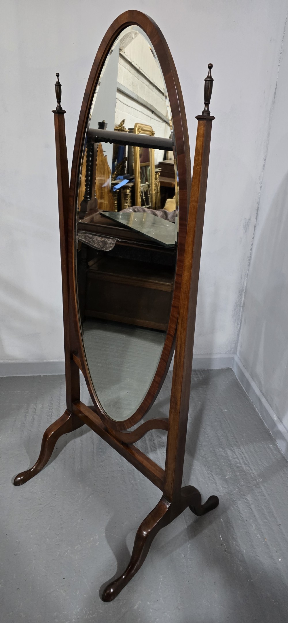Fine Mahogany Oval Cheval Mirror View VII