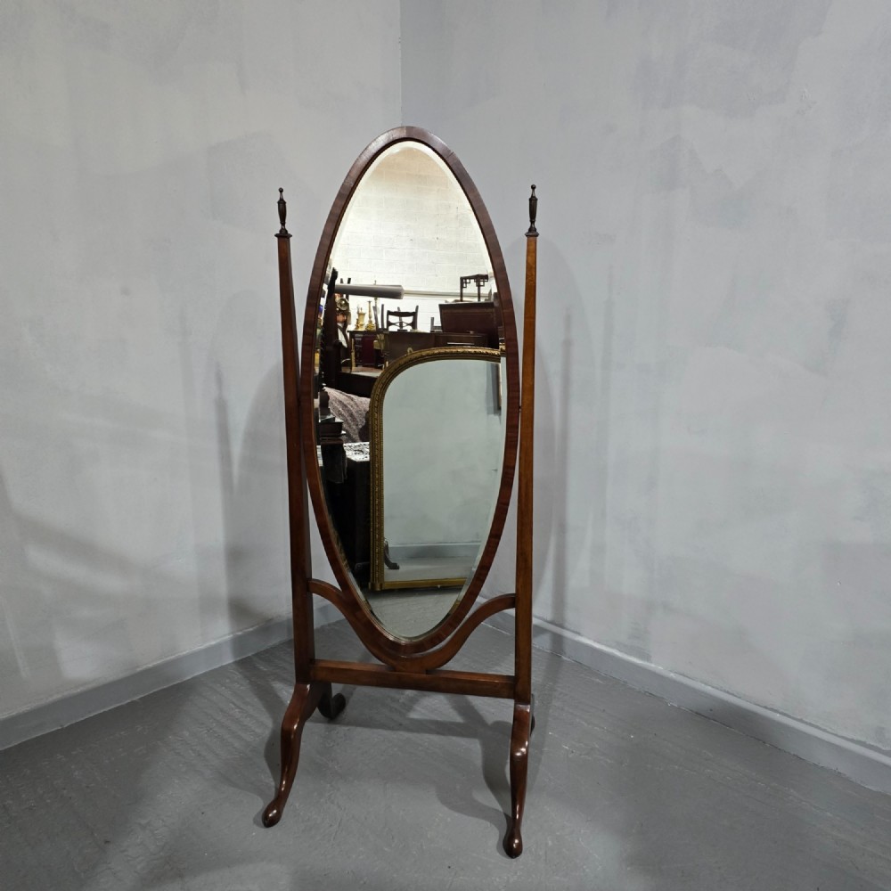 Fine Mahogany Oval Cheval Mirror
