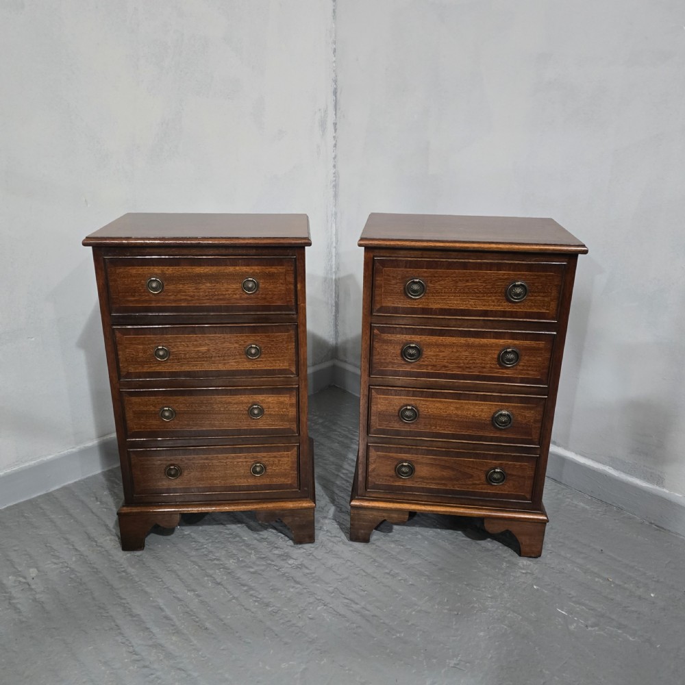 Pair Regency Mahogany Bedside Lamp Chests of Drawers