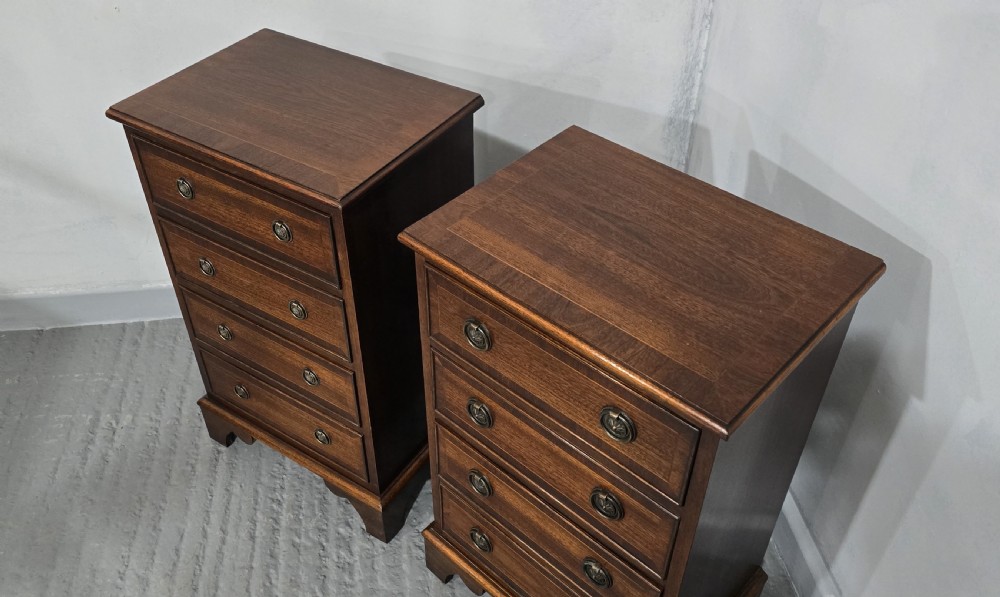 Pair Regency Mahogany Bedside Lamp Chests of Drawers View VIII
