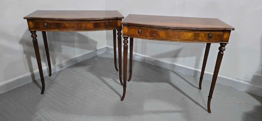 Superb Pair Inlaid Console Side Tables View II