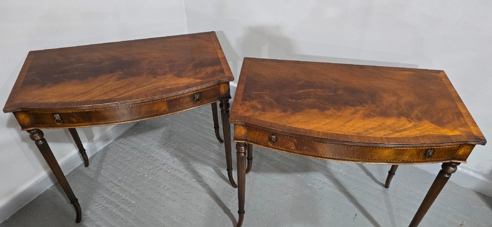 Superb Pair Inlaid Console Side Tables View III