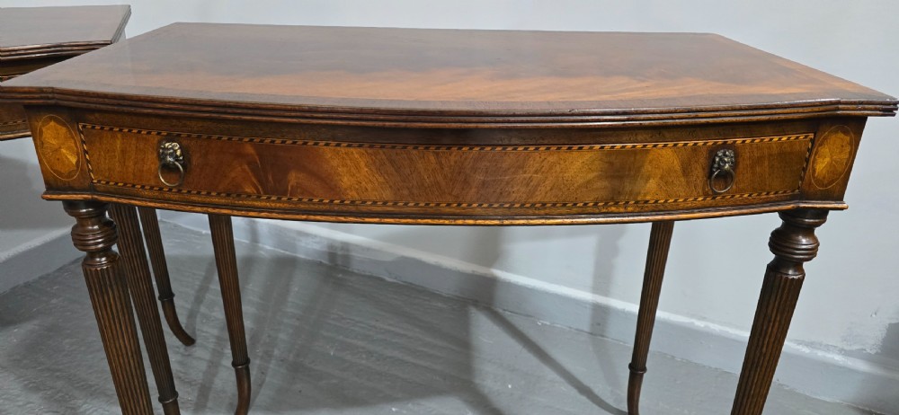 Superb Pair Inlaid Console Side Tables View VI