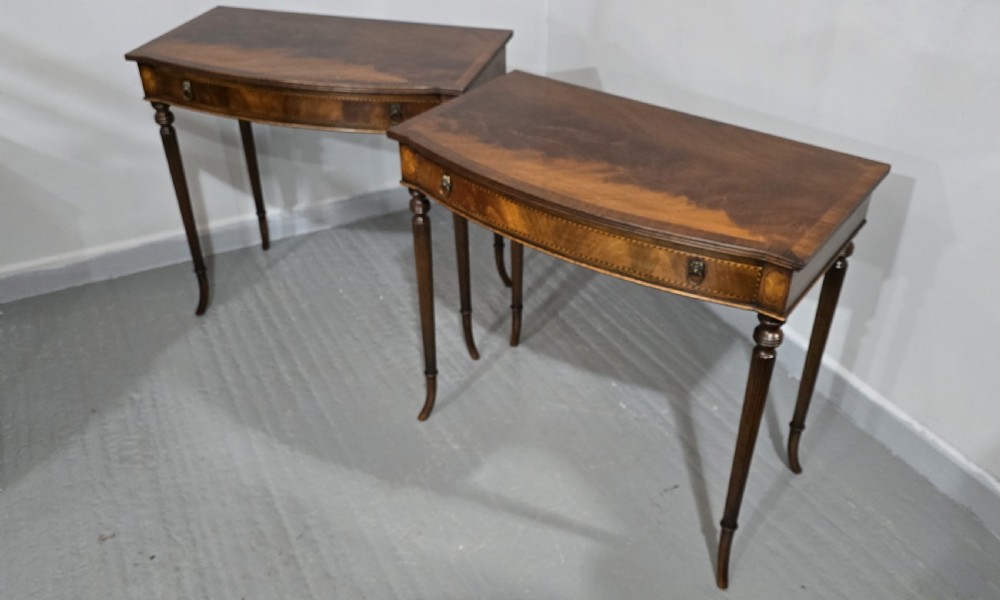 Superb Pair Inlaid Console Side Tables View XI