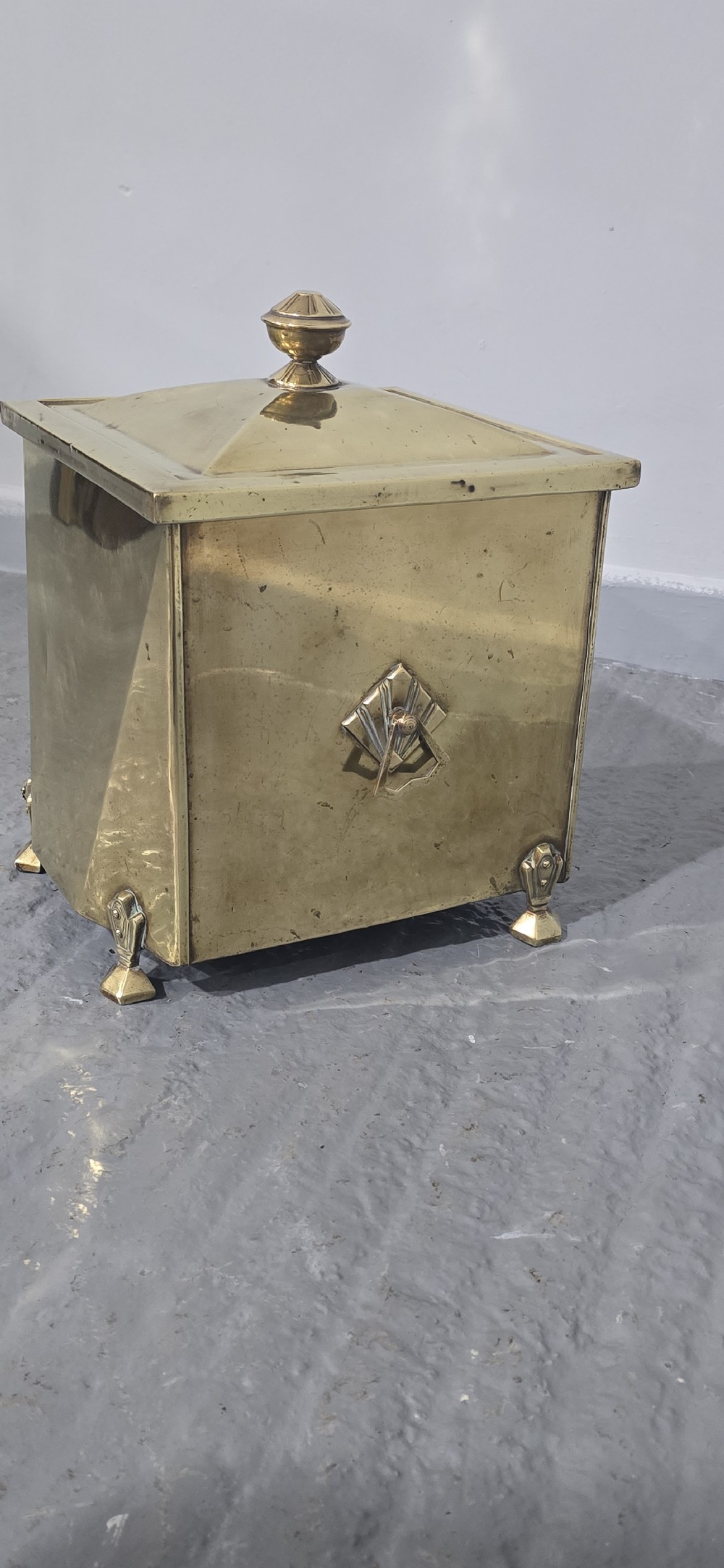Brass Art Deco Coal Bin View V