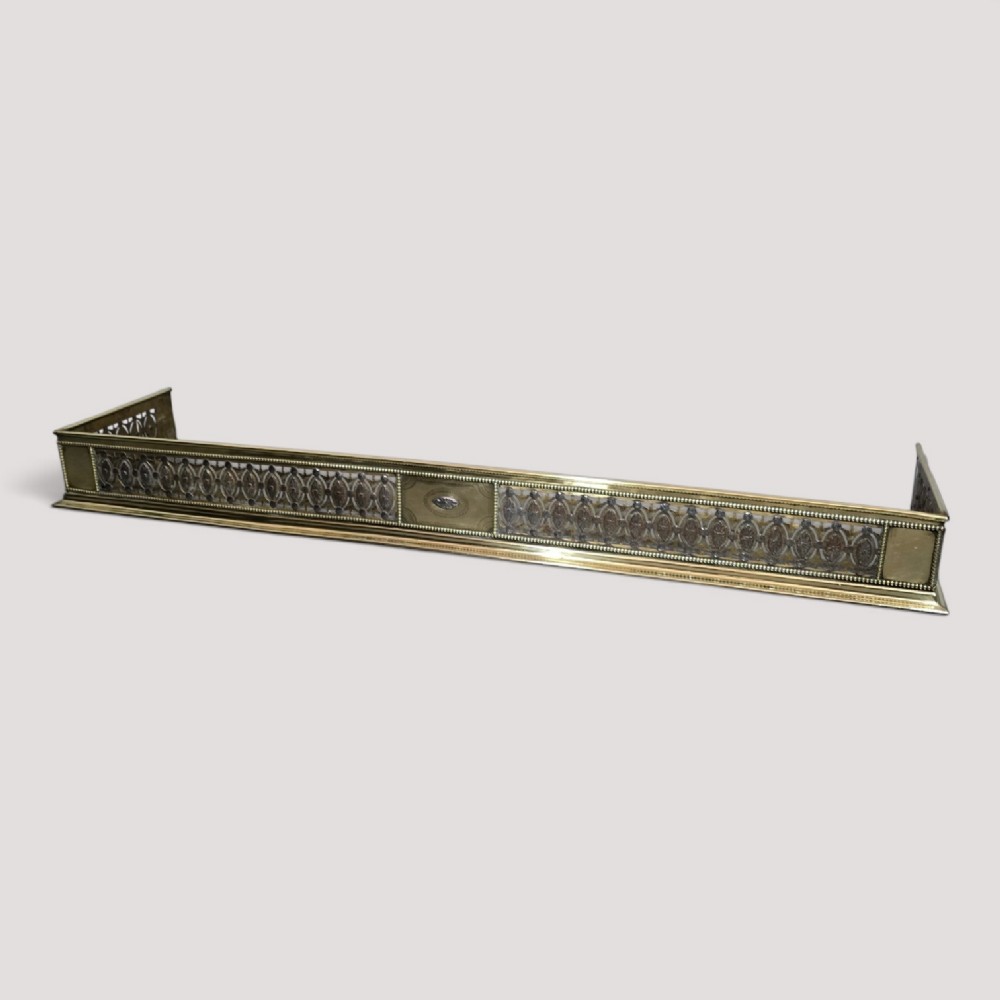 Large Georgian Brass and Cut Steel Fender