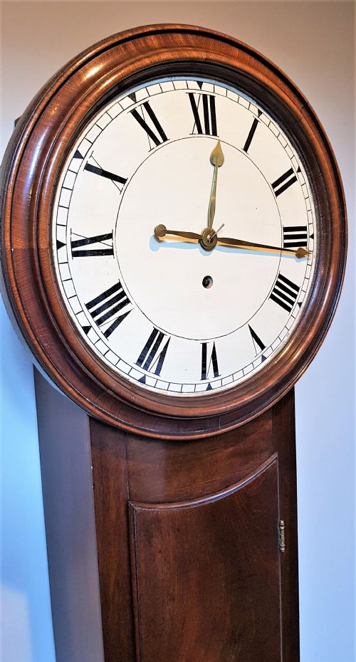 19TH CENT NORWICH STYLE WEIGHT DRIVEN DROP DIAL CLOCK - ADDITIONAL PHOTO 1