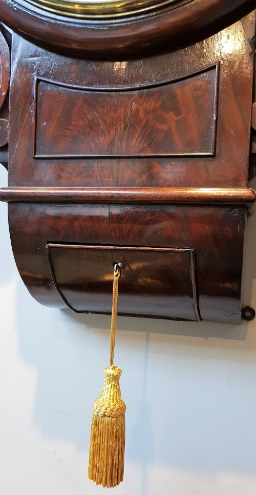 19TH CENT DROP DIAL MAHOGANY FUSEE WALL CLOCK - ADDITIONAL PHOTO 6