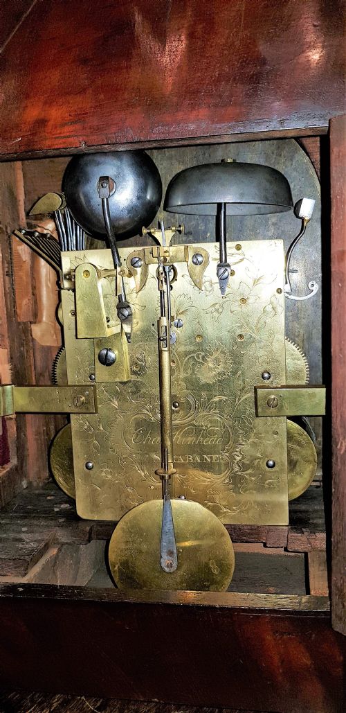 TRIPLE FUSEE ENGLISH BRACKET CLOCK CHIMING THE QUARTERS AND HOURS ON A RACK OF 9 BELLS - ADDITIONAL PHOTO 4