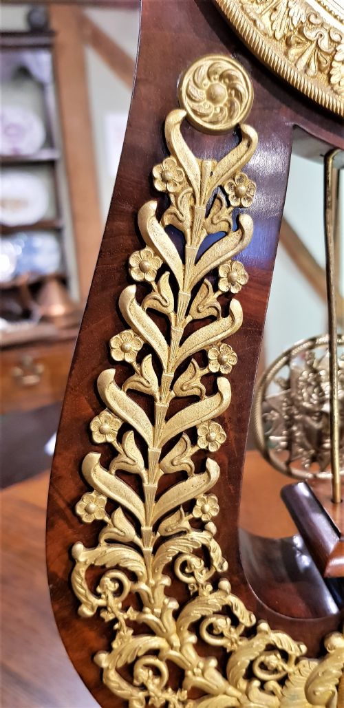 FRENCH STRIKING MAHOGANY LYRE CLOCK 19TH CENT - ADDITIONAL PHOTO 4