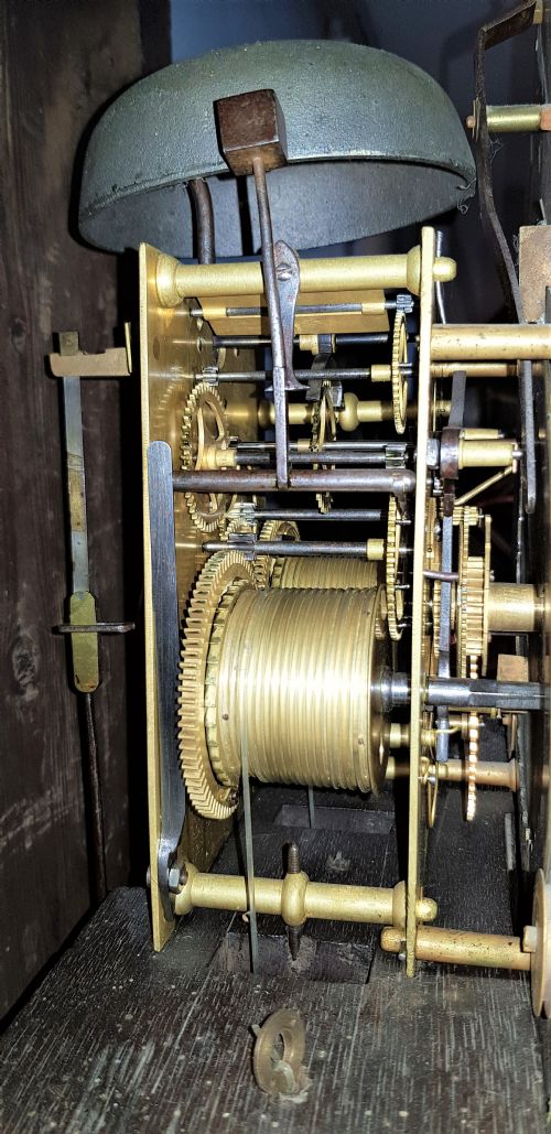18TH CENT 8 DAY HONEYED OAK LONGCASE CLOCK STRIKING ON A BELL - ADDITIONAL PHOTO 4
