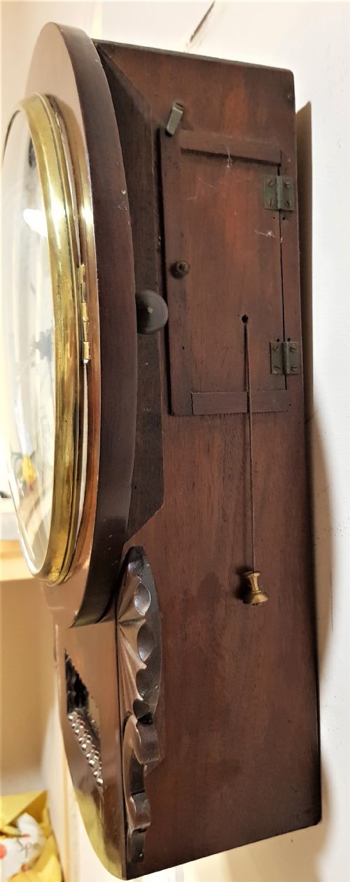 VERY RARE MAHOGANY DROP DIAL WITH ALARM SIGNED ISAAC SIMMONS MANCHESTER C 18341851 - ADDITIONAL PHOTO 5