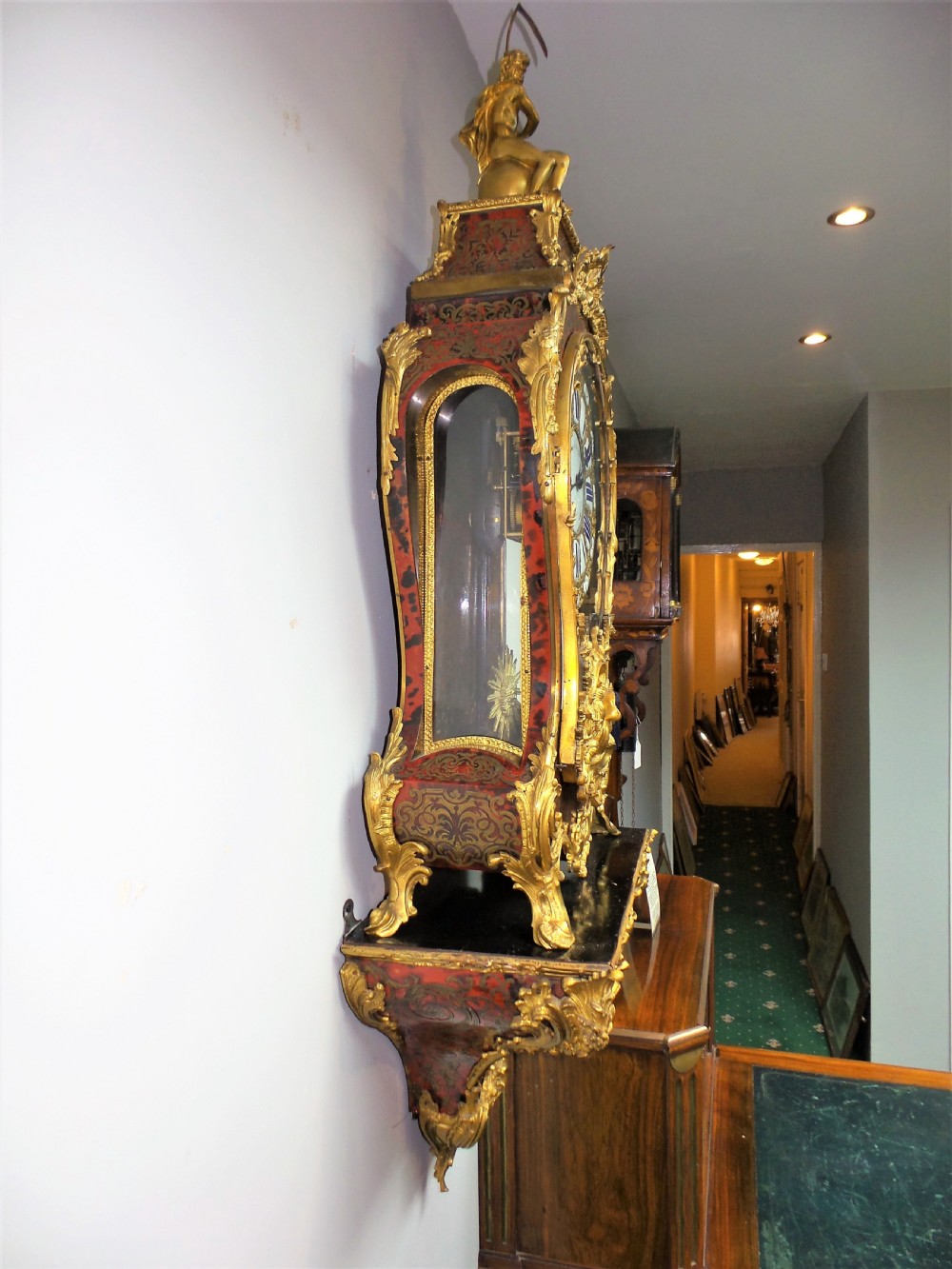 An impressive Louis XV style Boulle bracket clock on bracket. View III