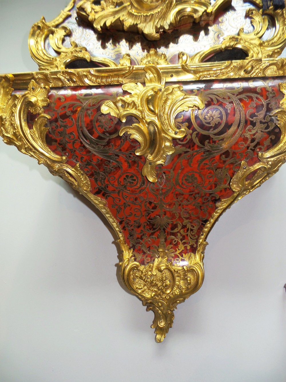 An impressive Louis XV style Boulle bracket clock on bracket. View IV
