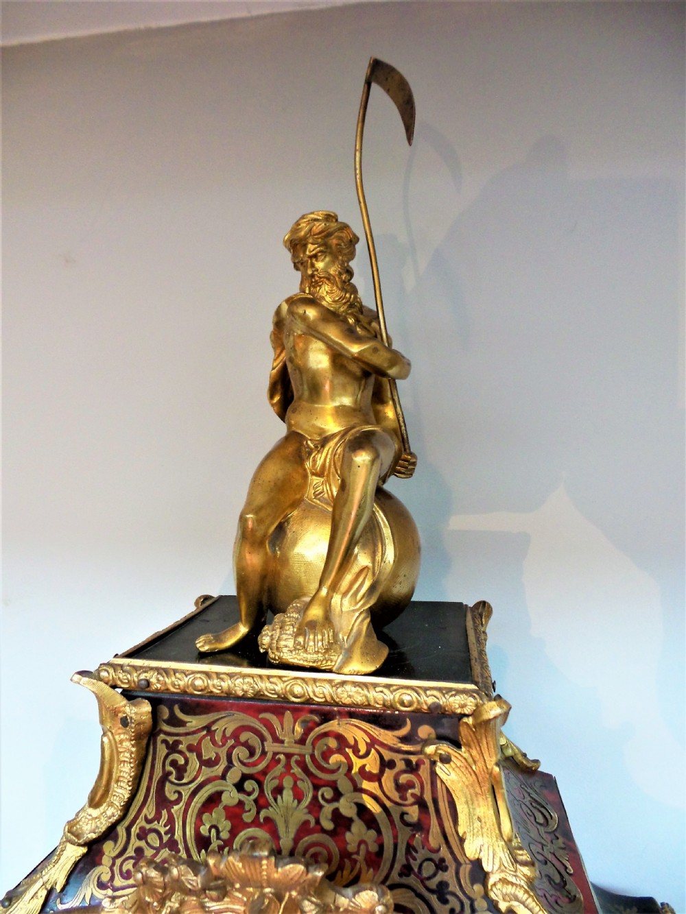An impressive Louis XV style Boulle bracket clock on bracket. View X