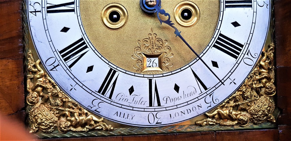 Superb figured Walnut longcase clock c 1720 by George Tyler. View XI
