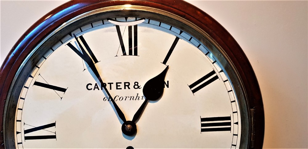 19th cent Drop Dial Mahogany fusee Wall clock. View II