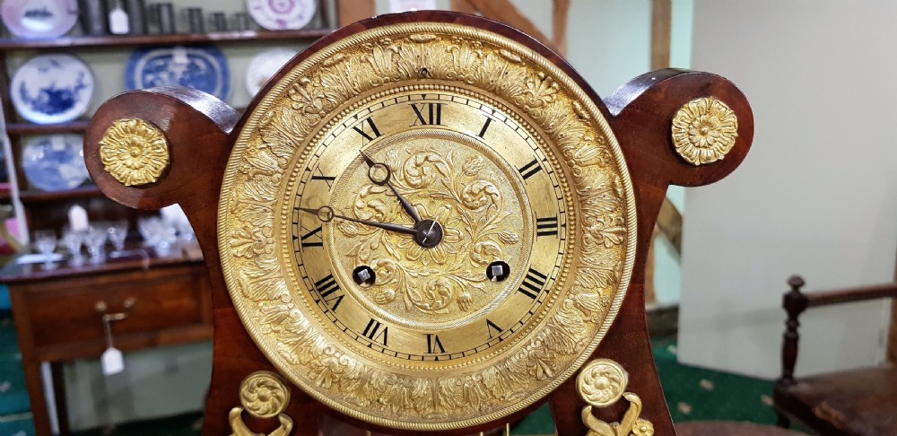 French striking Mahogany Lyre Clock 19th cent. View III
