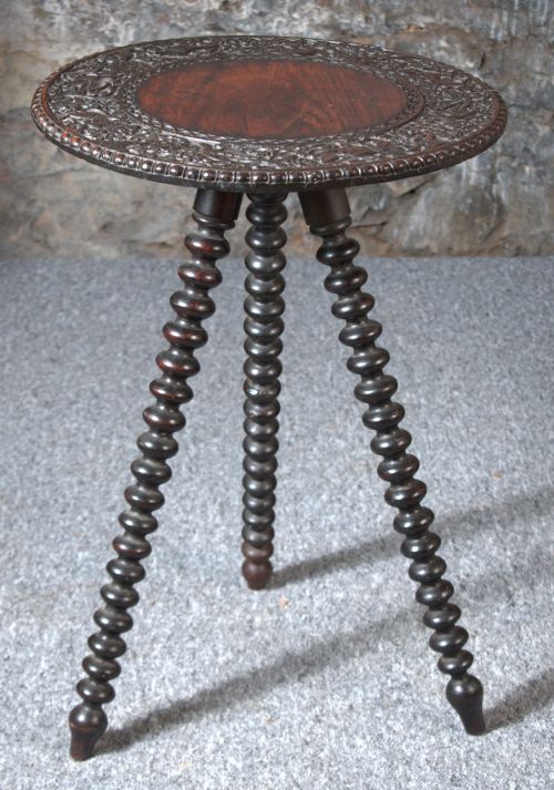 19TH C BURMESE CARVED PADOUK SIDE TABLE - ADDITIONAL PHOTO 1