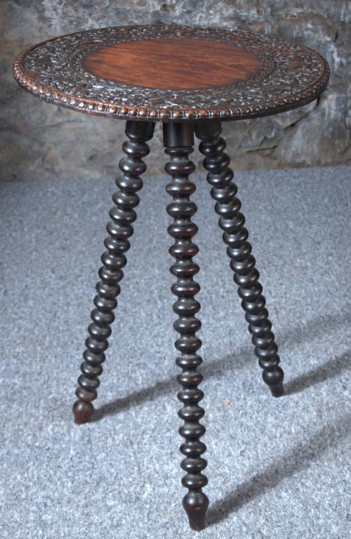 19TH C BURMESE CARVED PADOUK SIDE TABLE - ADDITIONAL PHOTO 3