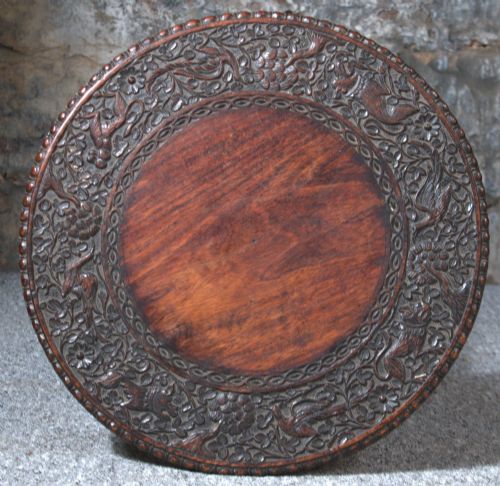 19TH C BURMESE CARVED PADOUK SIDE TABLE - ADDITIONAL PHOTO 4