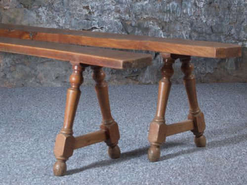 A PAIR OF 19TH CENTURY CHERRY WOOD BENCHES - ADDITIONAL PHOTO 7