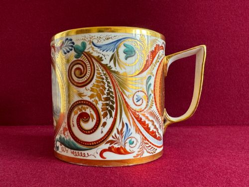 fig 1. A Derby Porcelain Porter Mug decorated with a view Nr Limerick c.1810