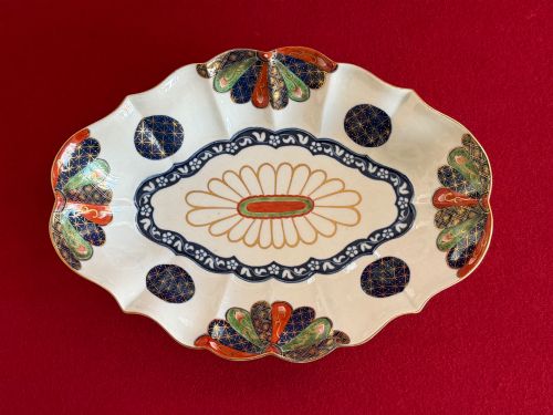 A First Period Worcester Dessert Dish in 'Old Japan Fan' Pattern C.1770