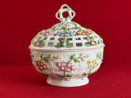 A Fine Derby Porcelain Chestnut Basket and Cover C.1765