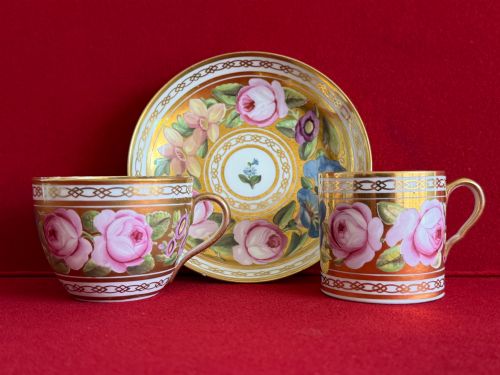 A John Rose Coalport Porcelain Trio in the 'Marquess of Anglesey' Type Pattern C.1805
