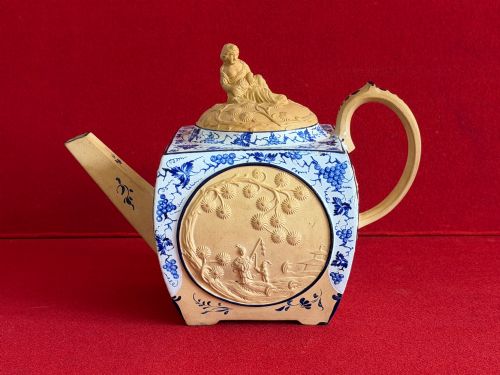 A Very Fine Spode Chinoiserie Caneware 'Box' Teapot C.1790