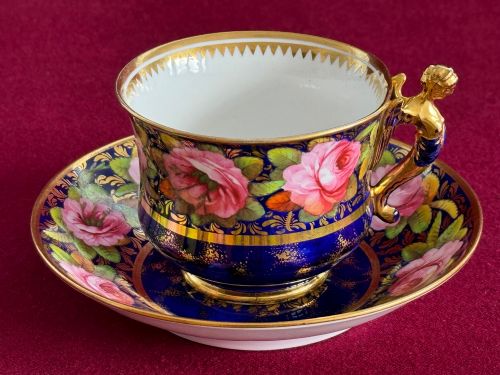 A Spode Porcelain Image Handle Tea Cup & Saucer in Pattern 2573 C.1817