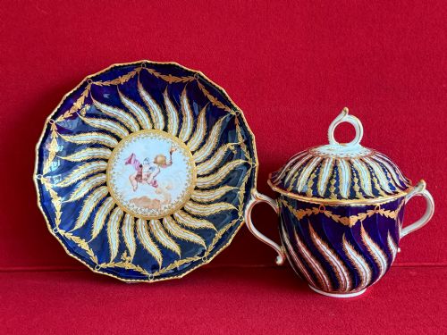 A Rare Chelsea Derby Porcelain Chocolate Cup, Cover & Stand C.1775