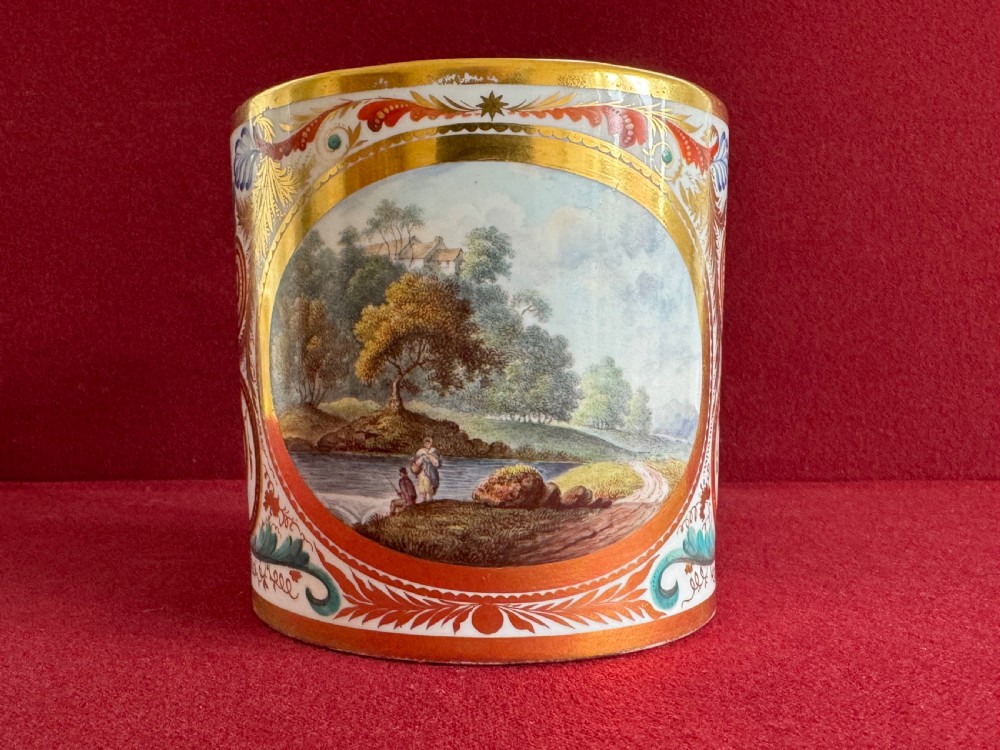 A Derby Porcelain Porter Mug decorated with a view Nr Limerick c.1810