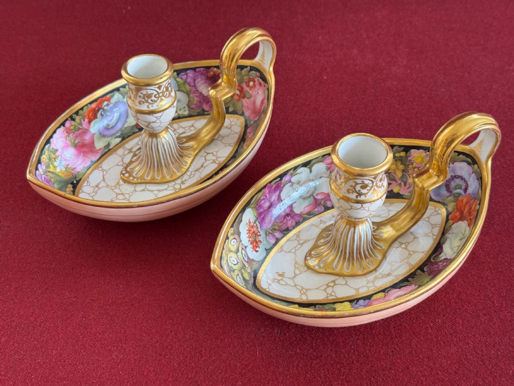 A rare pair of Barr, Flight & Barr Worcester Porcelain Chamber Sticks c.1810