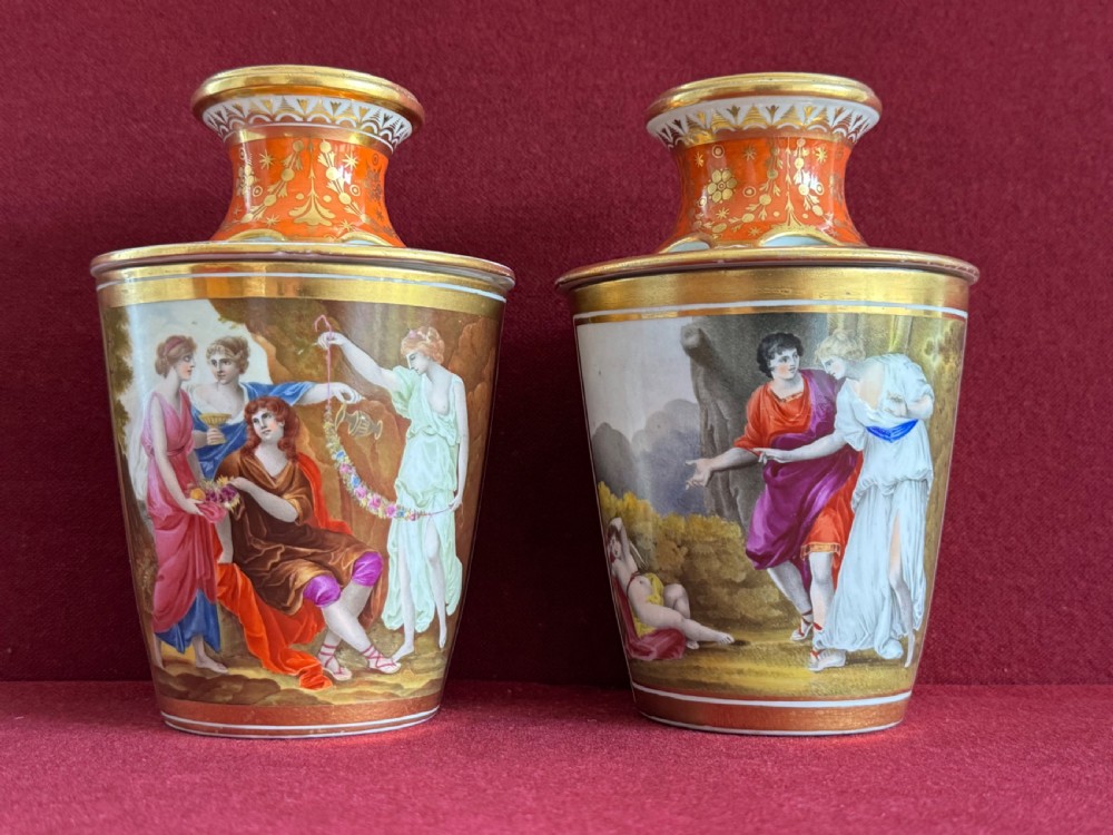 A pair of Chamberlain Worcester Porcelain 'Beaker Ornaments' c.1800 View II