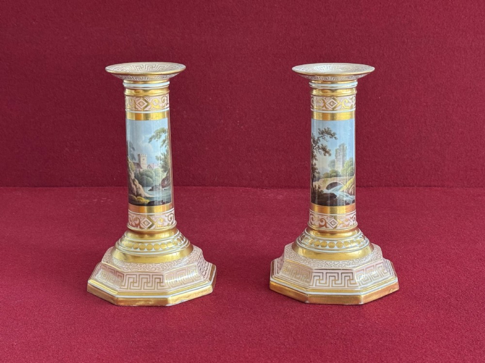 A rare pair of Barr Flight and Barr Worcester porcelain 'Music' Candlesticks c.1800 View IX