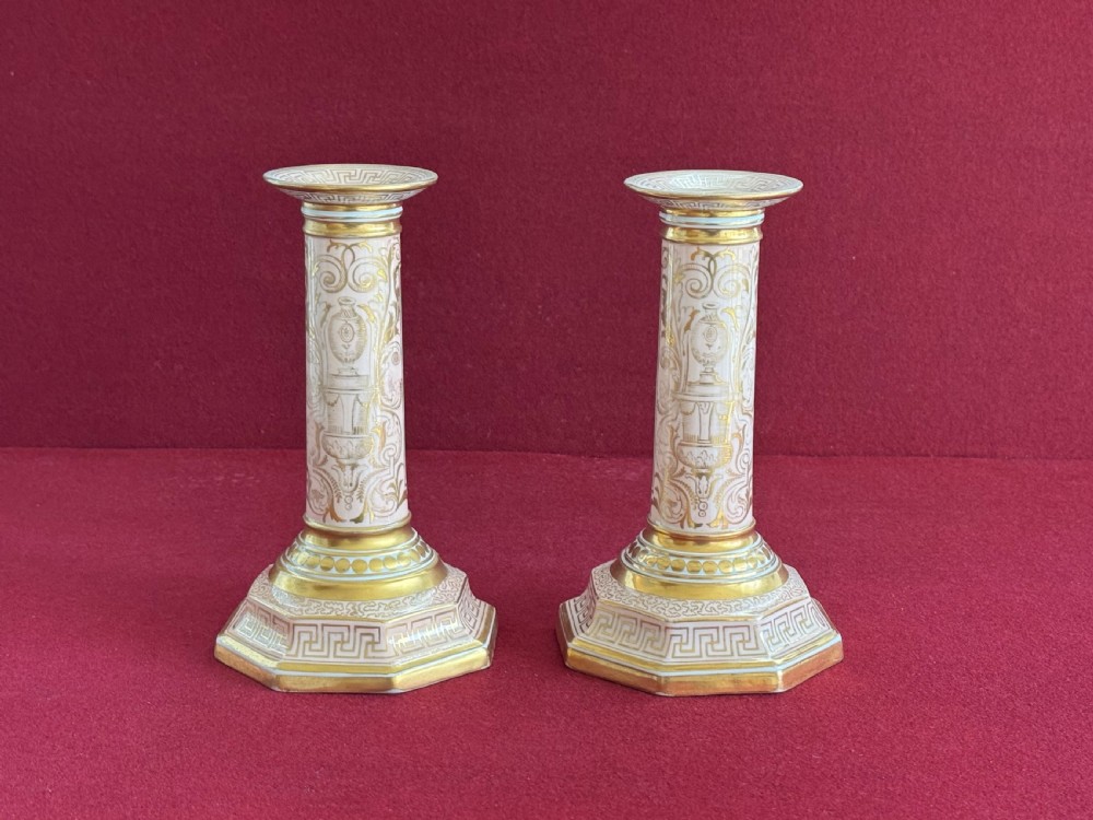 A rare pair of Barr Flight and Barr Worcester porcelain 'Music' Candlesticks c.1800 View X