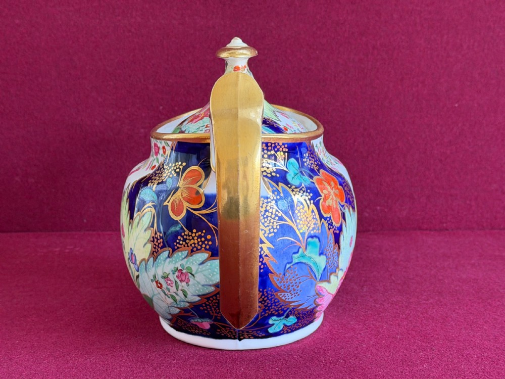 A rare Spode of New Oval Shape Teapot decorated in the Tobacco Leaf Pattern 1698 c.1812 View IV